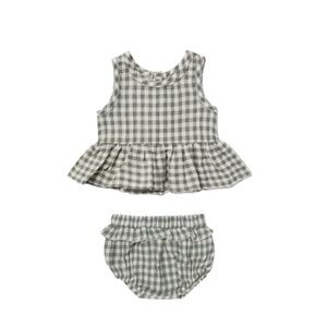 Quincy Mae Sleeveless Peplum Set – Sea Green Gingham 18-24M